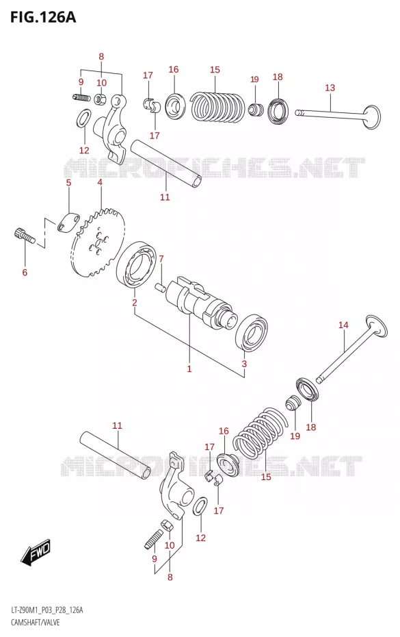 ARBRE A CAMES - SOUPAPES Suzuki QUAD 90 QUADSPORT 2021  LT-Z90 M1 (P03,P28)