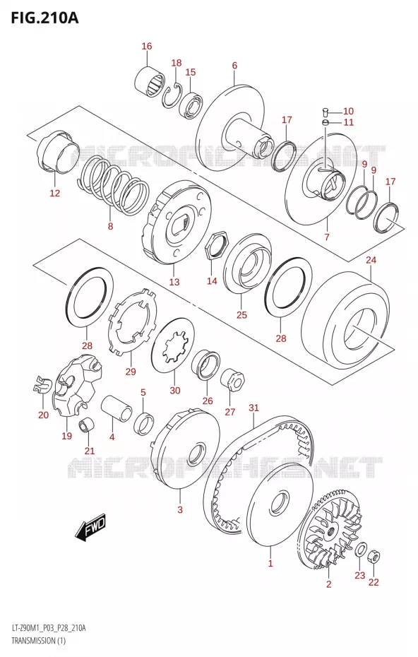 TRANSMISSION (1) Suzuki QUAD 90 QUADSPORT 2021  LT-Z90 M1 (P03,P28)