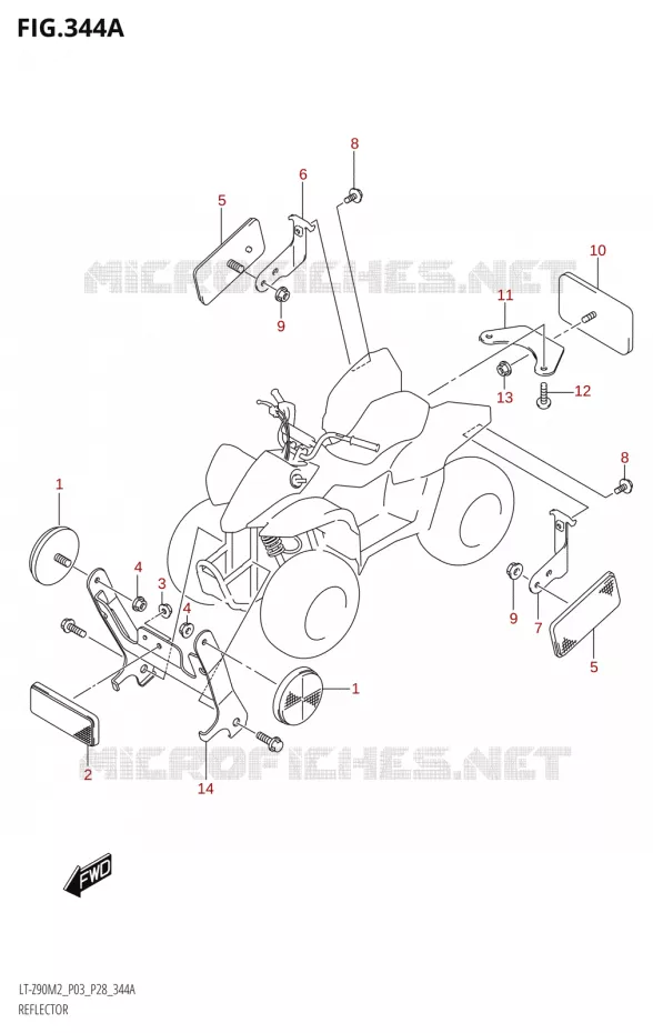 REFLECTEUR (LT-Z90:M2:P03) Suzuki QUAD 90 QUADSPORT 2022  LT-Z90 M2 (P03,P28)