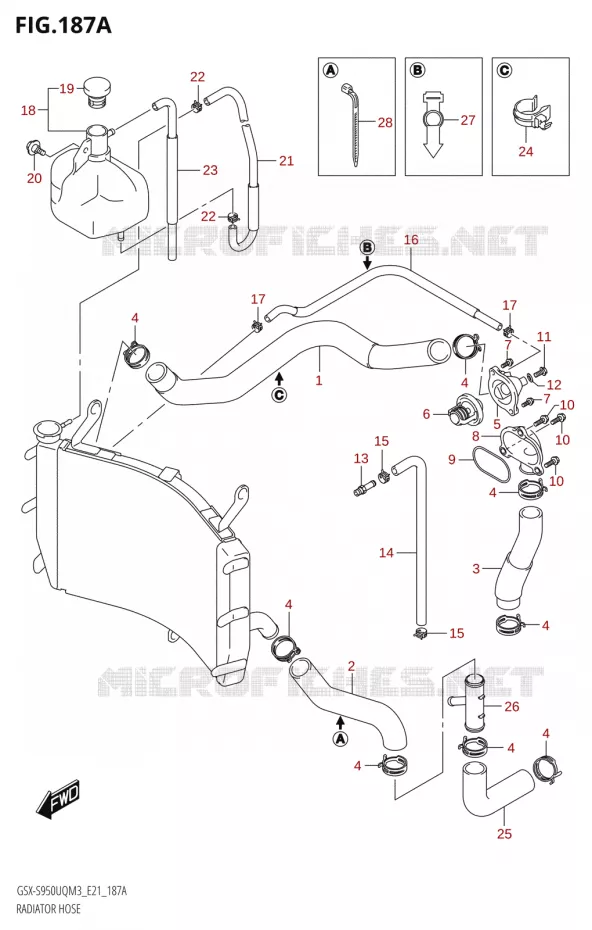 DURITES DE RADIATEUR - VASE D'EXPANSION Suzuki MOTO 950 GSX-S 2023  GSX-S950WQM3 (E21)