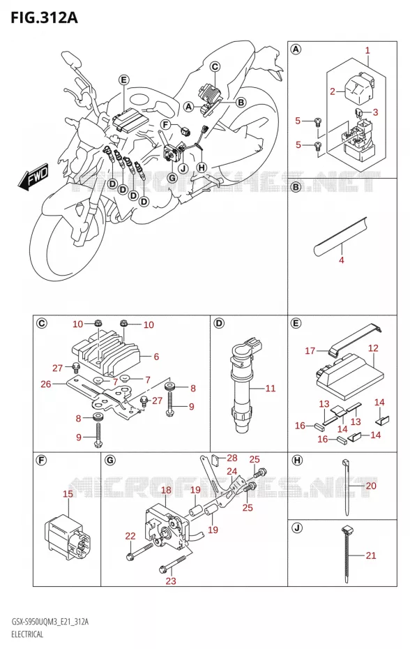 PARTIE ELECTRIQUE Suzuki MOTO 950 GSX-S 2023  GSX-S950WQM3 (E21)