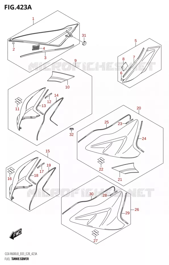 COUVRE RESERVOIR Suzuki MOTO 600 GSX-R 2018  GSX-R600 L8 (E03,E28,E33)