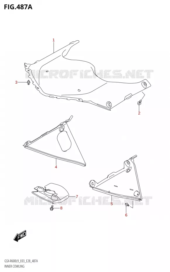 CARENAGES INTERIEURS Suzuki MOTO 600 GSX-R 2019  GSX-R600 L9 (E03,E28,E33)