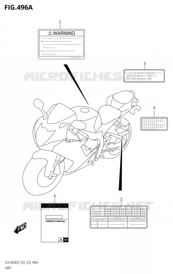 ETIQUETTE (GSX-R600:L9:E03) Suzuki MOTO 600 GSX-R 2019  GSX-R600 L9 (E03,E28,E33)