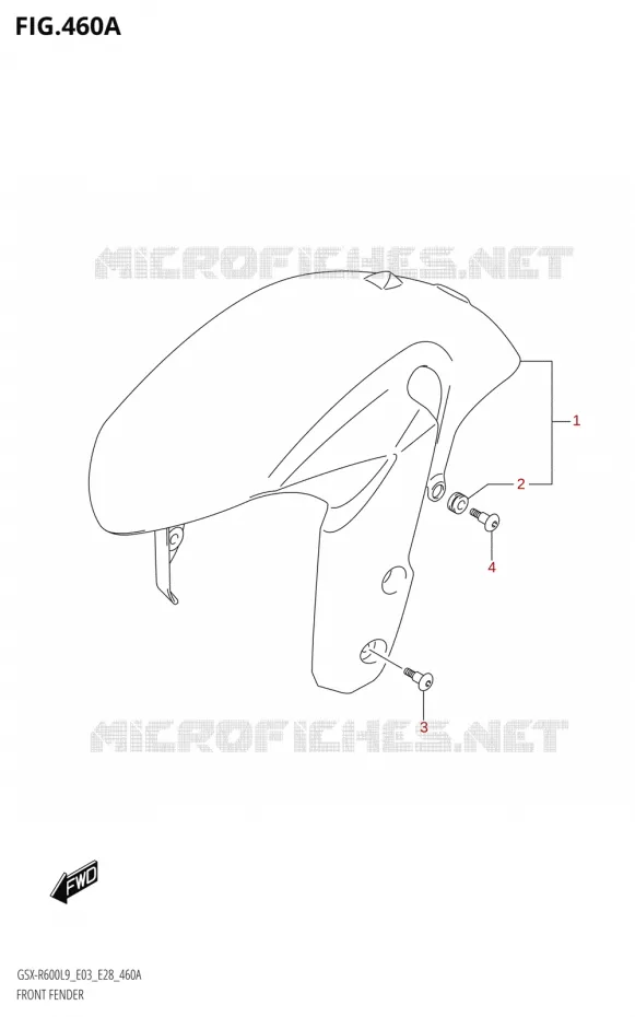 GARDE BOUE AVANT Suzuki MOTO 600 GSX-R 2019  GSX-R600 L9 (E03,E28,E33)