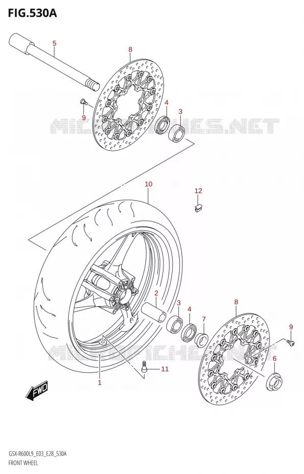 ROUE AVANT Suzuki MOTO 600 GSX-R 2019  GSX-R600 L9 (E03,E28,E33)