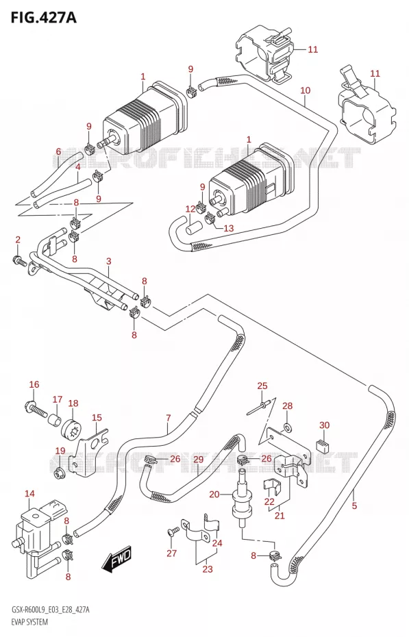 SYSTÈME DE RECYCLAGE VAPEURS CARBURANT (GSX-R600:L9:E33) Suzuki MOTO 600 GSX-R 2019  GSX-R600 L9 (E03,E28,E33)