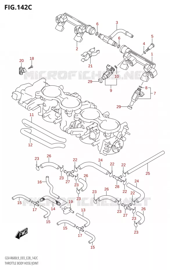SYSTÈME D'INJECTION (GSX-R600:L9:E33) Suzuki MOTO 600 GSX-R 2019  GSX-R600 L9 (E03,E28,E33)
