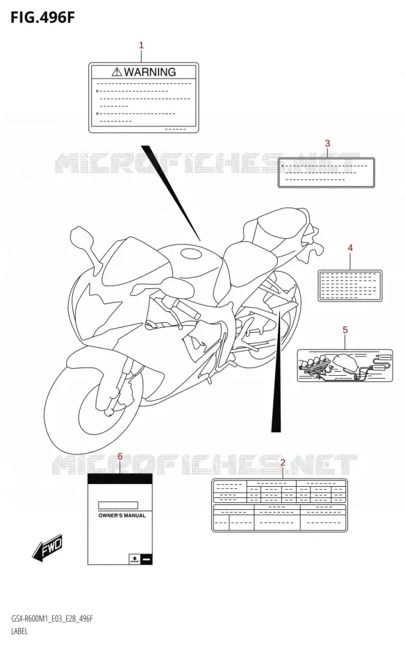 ETIQUETTE (E33) Suzuki MOTO 600 GSX-R 2021  GSX-R600 M1 (E03,E28,E33)