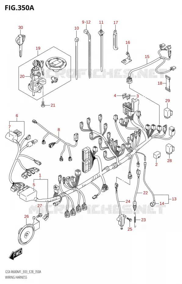 FAISCEAU ELECTRIQUE (E03,E28) Suzuki MOTO 600 GSX-R 2021  GSX-R600 M1 (E03,E28,E33)