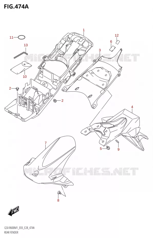 GARDE BOUE ARRIERE Suzuki MOTO 600 GSX-R 2021  GSX-R600 M1 (E03,E28,E33)