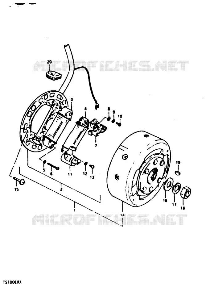 ALLUMAGE ROTOR - STATOR (E2, E10) Suzuki MOTO 100 TS-ER 1999  TS100ERX(T/X)