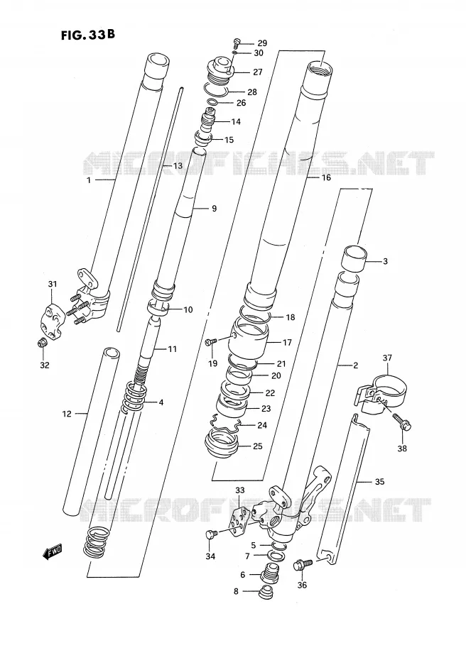 AMORTISSEUR AVANT (MODELE M) Suzuki MOTO 250 RMX 1990  RMX250L(E3)