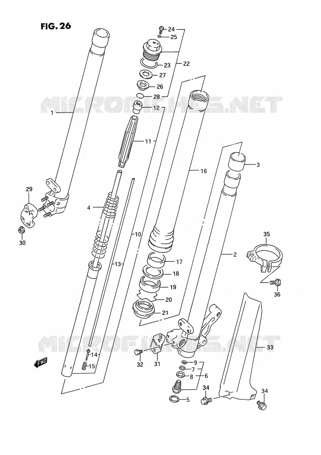 AMORTISSEUR AVANT (MODELE P) Suzuki MOTO 250 RMX 1994  RMX250RR(E1)