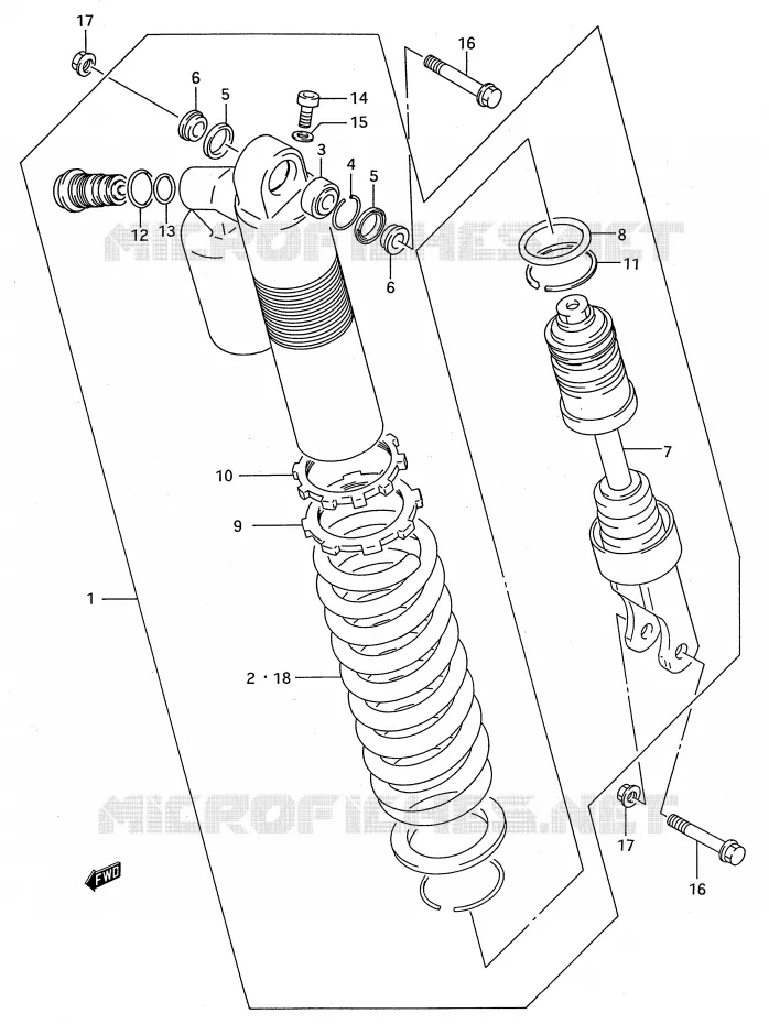 AMORTISSEUR (MODELE P/R) Suzuki MOTO 250 RMX 1992  RMX250N(E28)