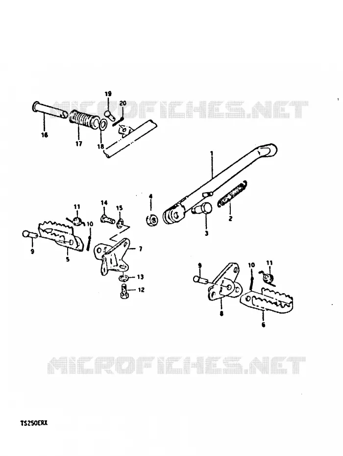 BEQUILLE - REPOSE PIED (E16, E18, E39) Suzuki MOTO 250 TS-ER 1999  TS250ERX(T/X)