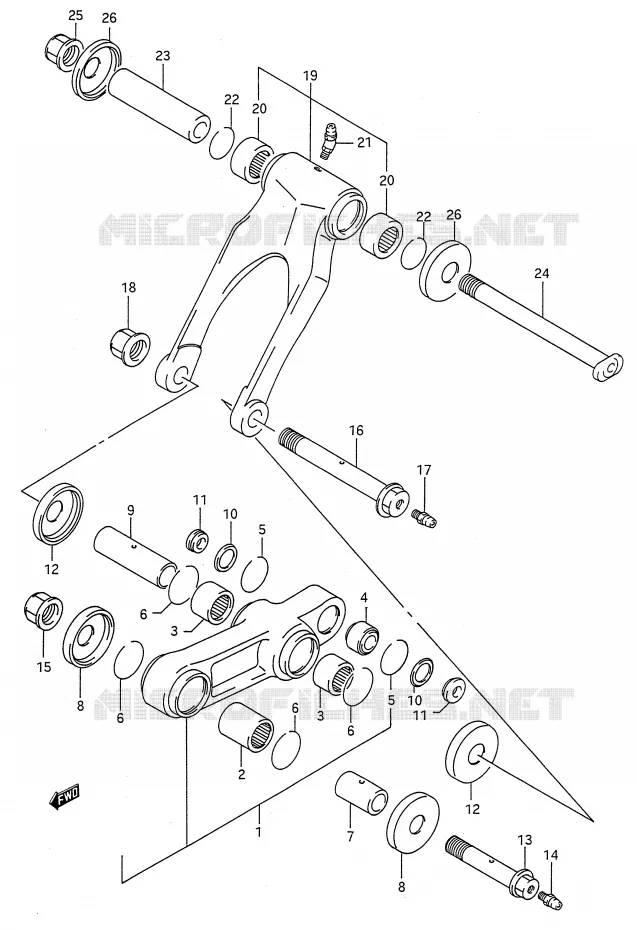 BIELLETTE D'AMORTISSEUR (MODELE M/N/P/R) Suzuki MOTO 250 RMX 1992  RMX250N(E28)