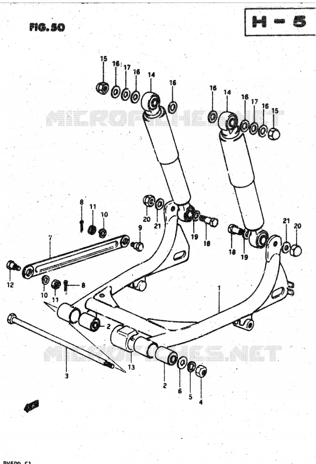 BRAS OSCILLANT ARRIERE (E41) Suzuki MOTO 50 VAN-VAN 1981  RV50X(X/D)