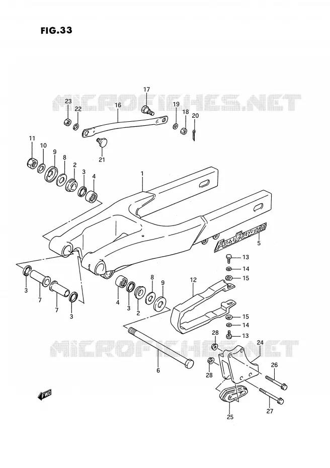 BRAS OSCILLANT ARRIERE (MODELE G/H/J) Suzuki MOTO 80 RM 1990  RM80L(E3)