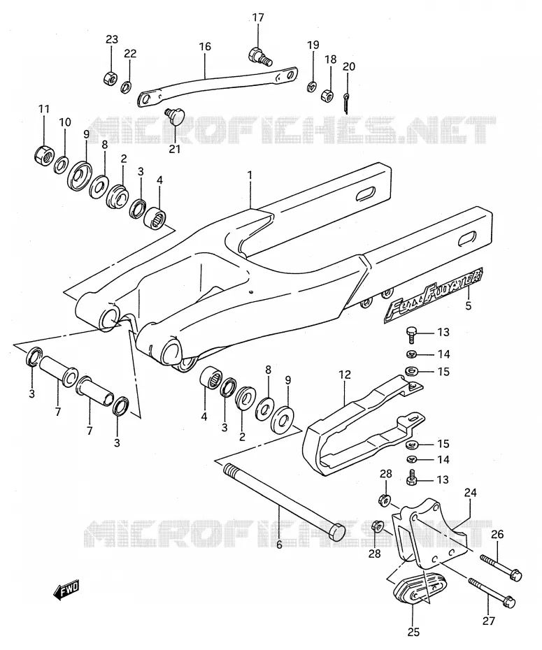 BRAS OSCILLANT ARRIERE (MODELE G/H/J) Suzuki MOTO 80 RM 1993  RM80P(E28)