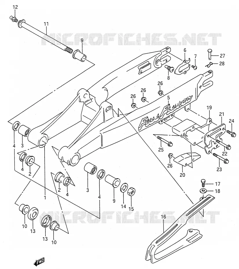 BRAS OSCILLANT ARRIERE (MODELE K/L) Suzuki MOTO 250 RMX 1994  RMX250R(E28)