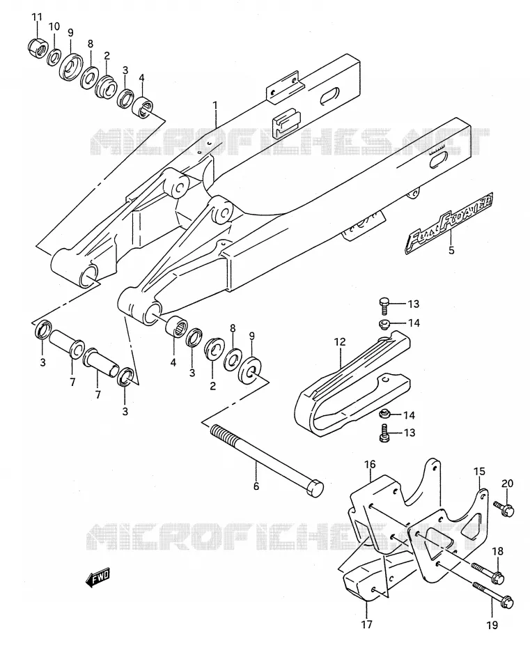 BRAS OSCILLANT ARRIERE (MODELE L) Suzuki MOTO 80 RM 1995  RM80S(E28)