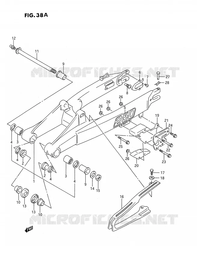 BRAS OSCILLANT ARRIERE (MODELE M/N) Suzuki MOTO 250 RMX 1989  RMX250K(E3)