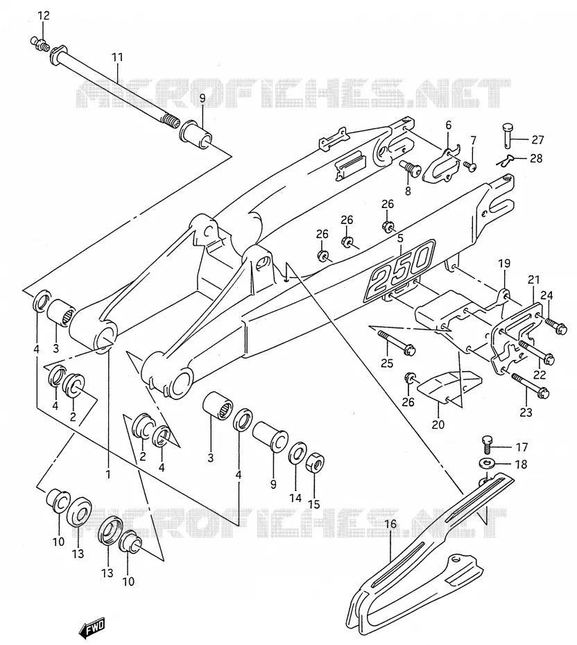BRAS OSCILLANT ARRIERE (MODELE M/N) Suzuki MOTO 250 RMX 1994  RMX250R(E28)