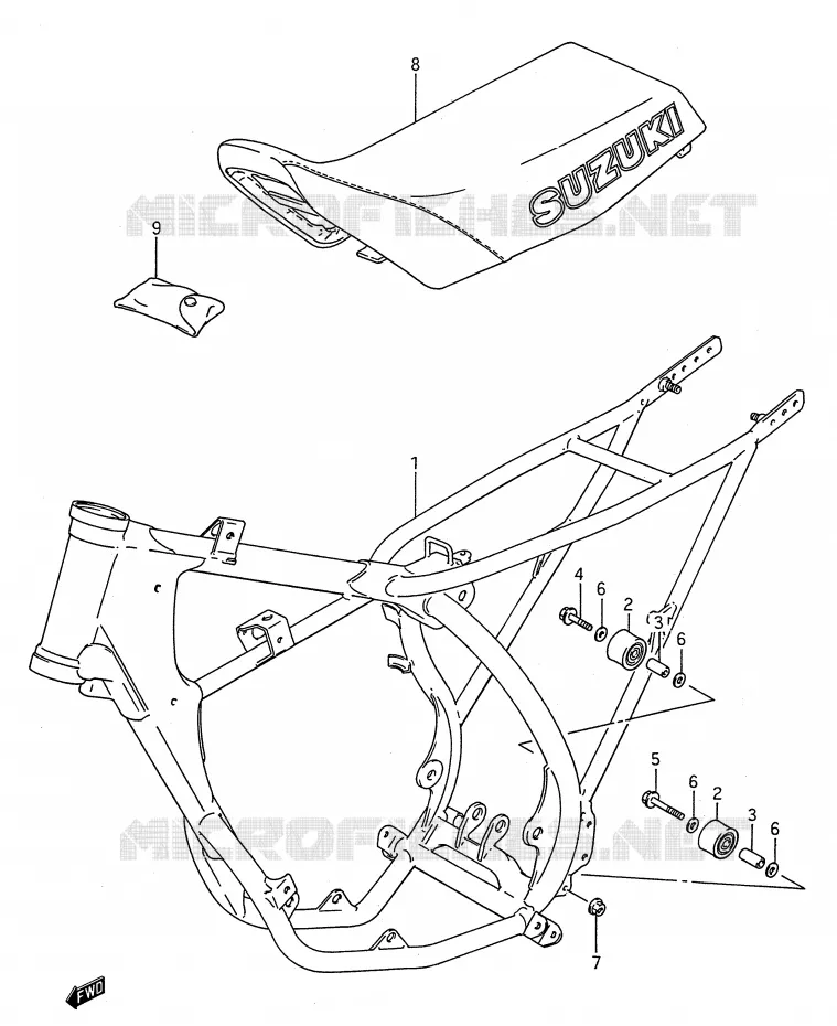 CADRE - SELLE (MODELE G) Suzuki MOTO 80 RM 1992  RM80N(E28)