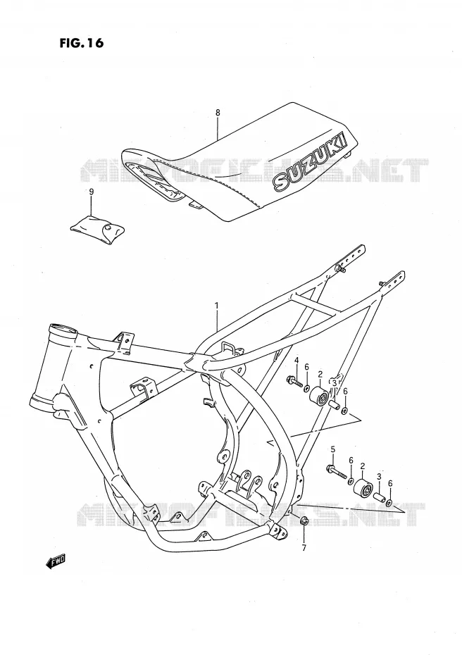 CADRE - SELLE (MODELE G) Suzuki MOTO 80 RM 1994  RM80XR(E2)