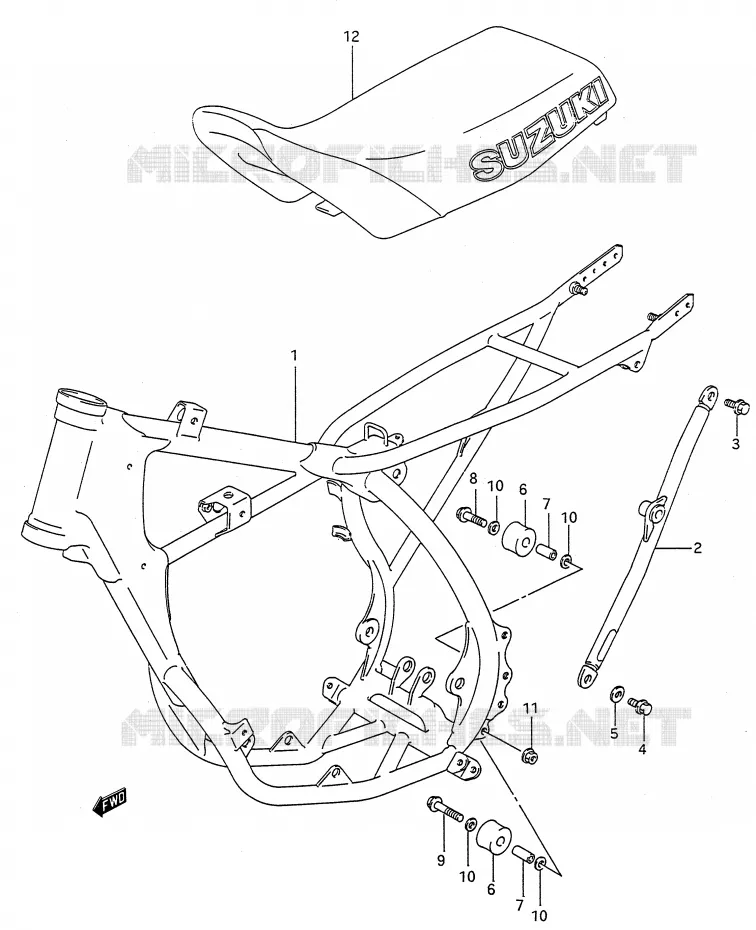 CADRE - SELLE (MODELE M/N) Suzuki MOTO 80 RM 1993  RM80P(E28)