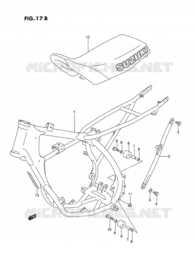 CADRE - SELLE (MODELE P/R/S) Suzuki MOTO 80 RM 1988  RM80XJ(E2)
