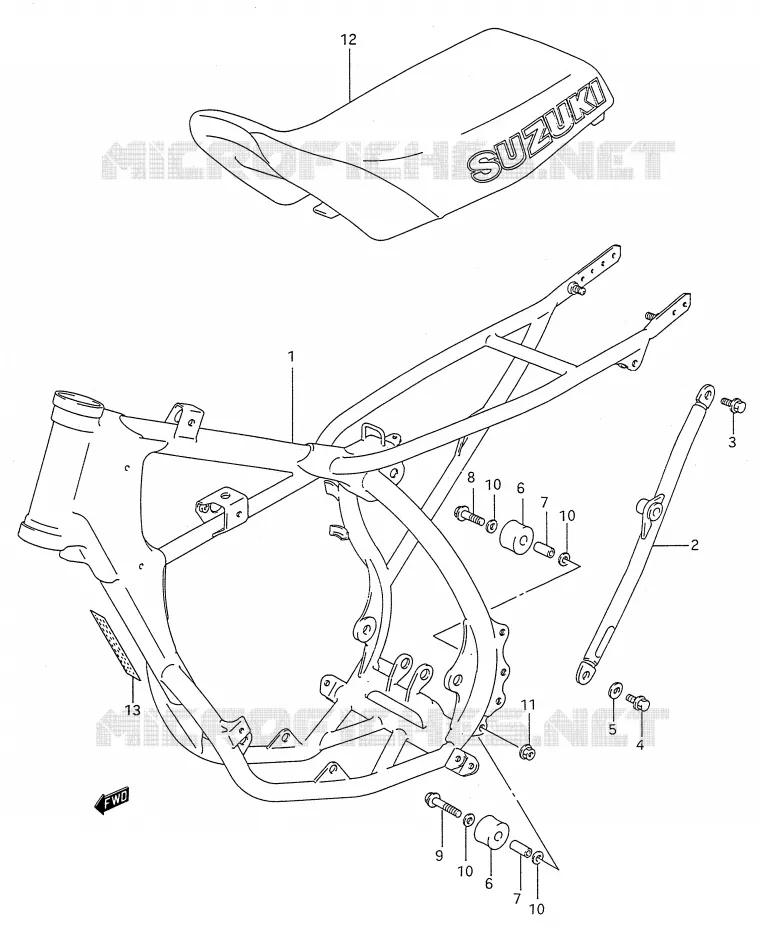 CADRE - SELLE (MODELE P/R/S) Suzuki MOTO 80 RM 1990  RM80L(E28)