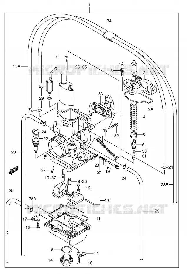 CARBURATEUR (MODELE K5) Suzuki MOTO 250 RM 2004  RM250K4(E3/E28)