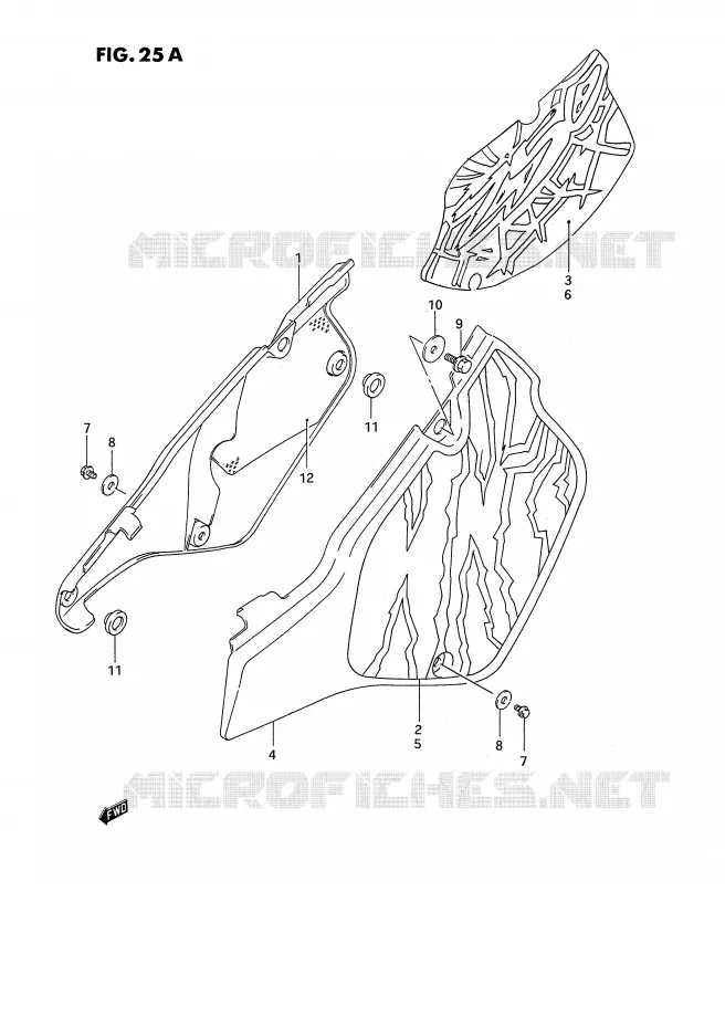 CARENAGES ARRIERE  (MODELE N/P/R/S/T) Suzuki MOTO 250 RMX 1993  RMX250P(E3)