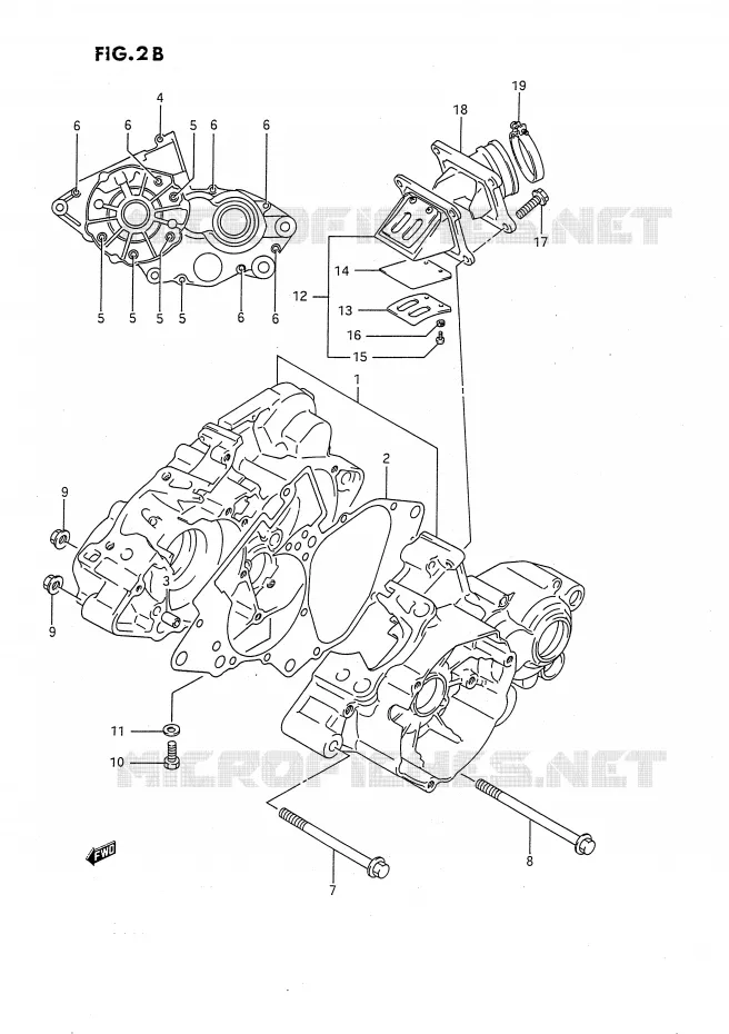 CARTER (MODELE L/M/N/P/R/S) Suzuki MOTO 80 RM 1992  RM80XN(E2)