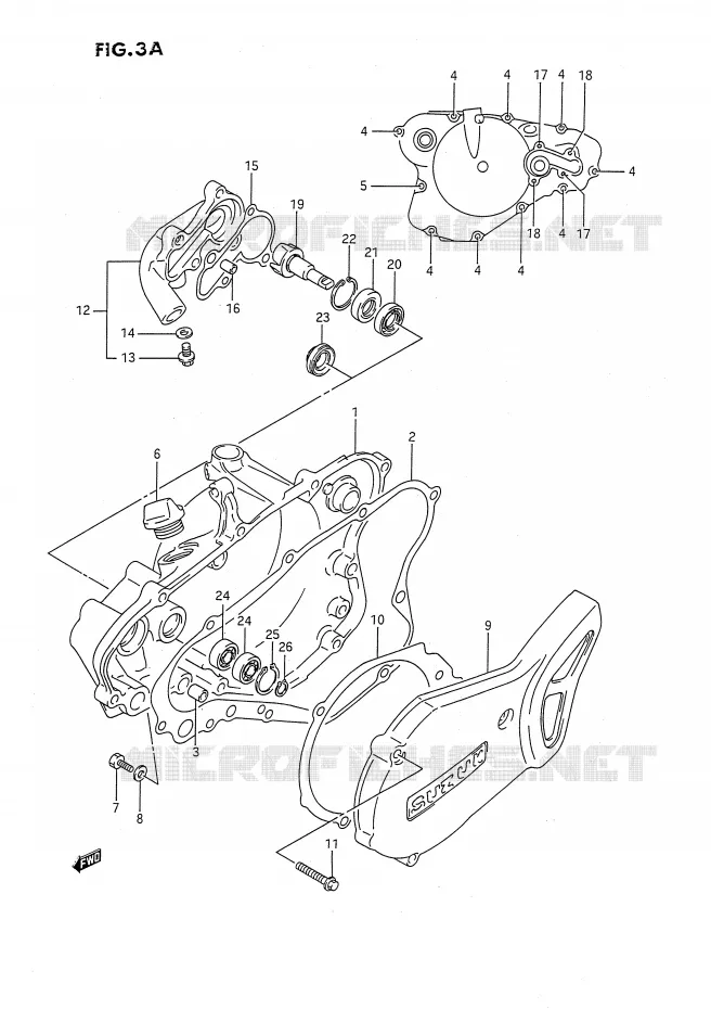 CARTER POMPE A EAU (MODELE K/L/M/N/P/R/S) Suzuki MOTO 80 RM 1991  RM80XM(E2)