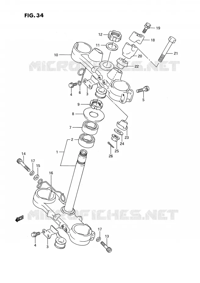 COLONNE DE DIRECTION (MODELE K/L) Suzuki MOTO 250 RMX 1995  RMX250S(E3)