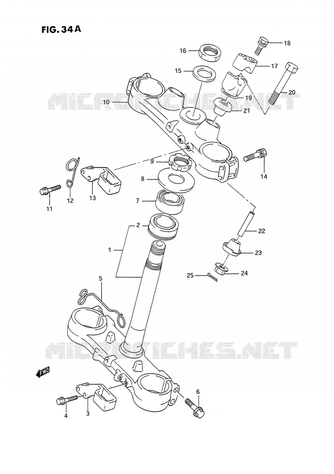 COLONNE DE DIRECTION (MODELE M/N) Suzuki MOTO 250 RMX 1991  RMX250M(E3)