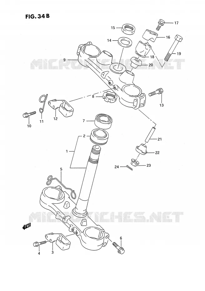 COLONNE DE DIRECTION (MODELE P/R/S) Suzuki MOTO 250 RMX 1994  RMX250R(E3)