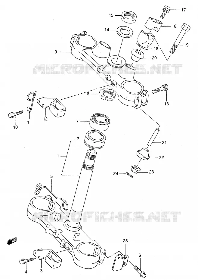 COLONNE DE DIRECTION (MODELE P/R) Suzuki MOTO 250 RMX 1991  RMX250M(E28)