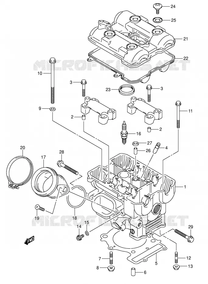 CULASSE ARRIERE Suzuki MOTO 1000 SV 2004  SV1000K4(E2)