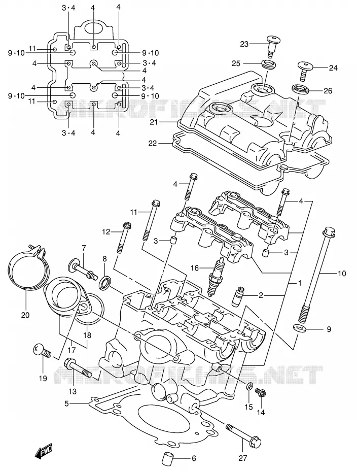 CULASSE ARRIERE Suzuki MOTO 650 SV-S 1999  SV650SX(E2)