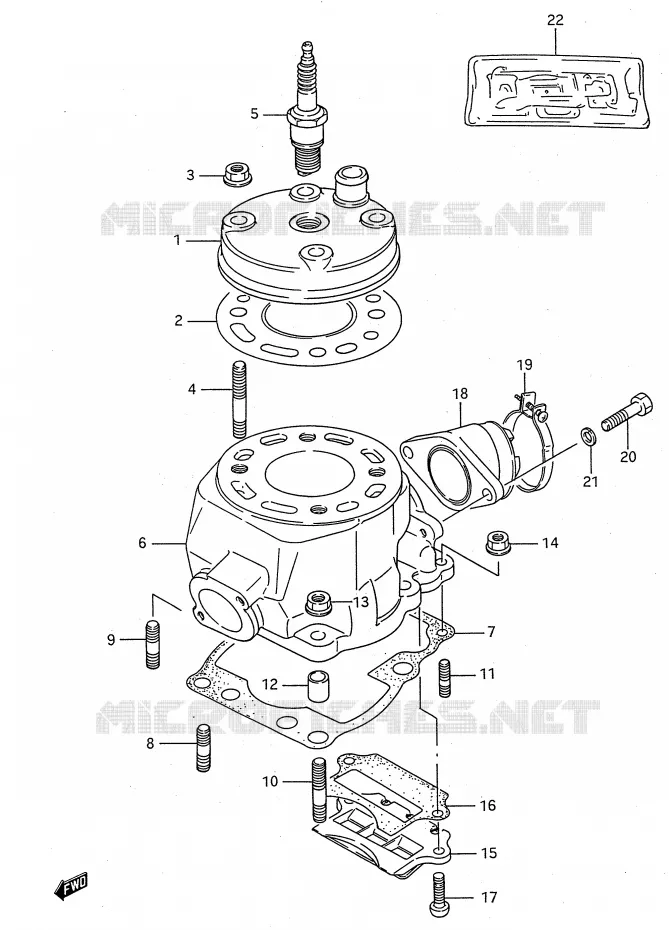 CYLINDRE (MODELE G/H/J) Suzuki MOTO 80 RM 1986  RM80G(E28)