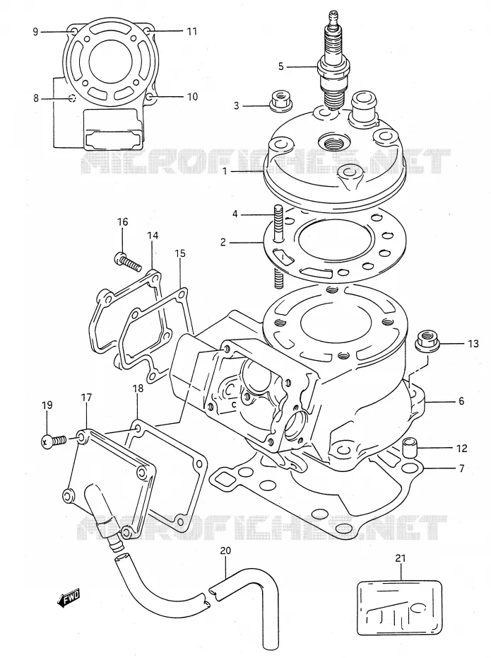 CYLINDRE (MODELE L) Suzuki MOTO 80 RM 1993  RM80P(E28)