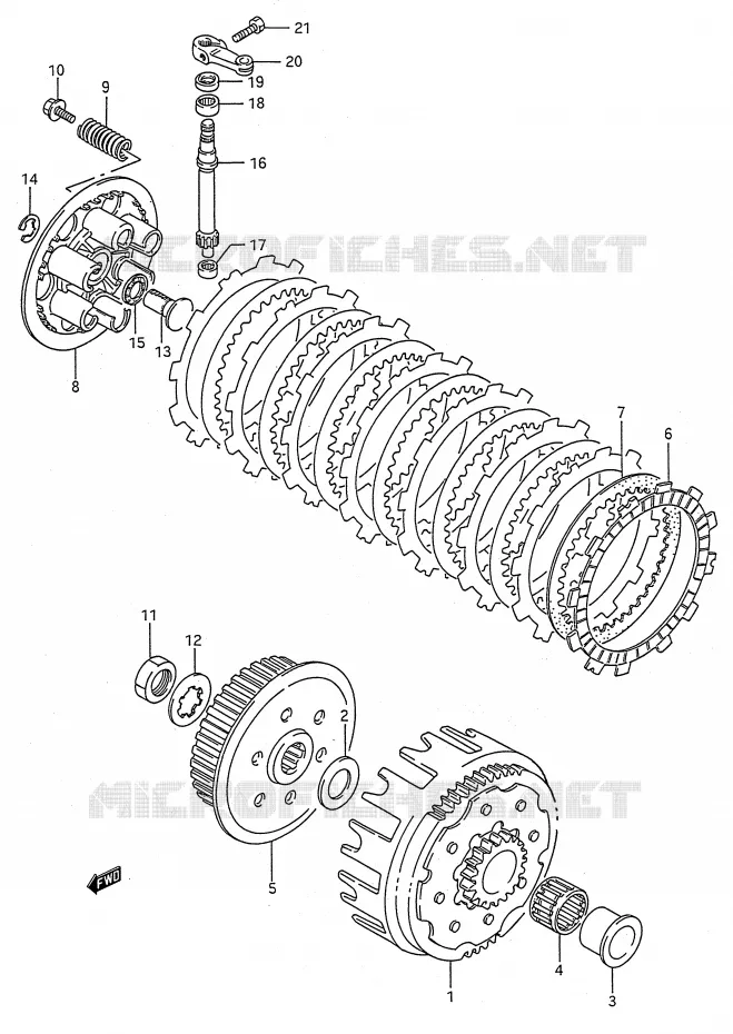 EMBRAYAGE (MODELE K/L/M) Suzuki MOTO 250 RMX 1991  RMX250M(E28)
