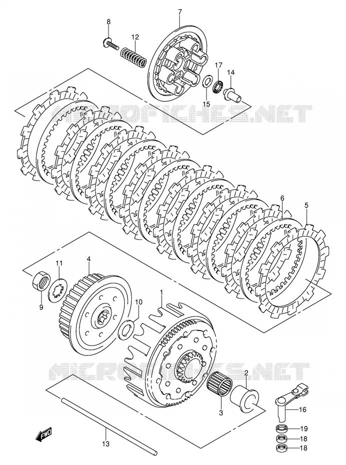 EMBRAYAGE (MODELE K1/K2) Suzuki MOTO 250 RM 2004  RM250K4(E3/E28)