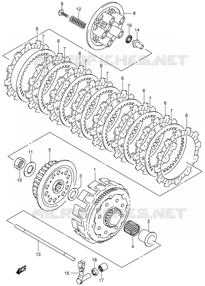 EMBRAYAGE (MODELE K1) Suzuki MOTO 125 RM 2003  RM125K3