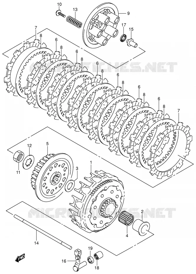 EMBRAYAGE (MODELE K2/K3/K4/K5/K6) Suzuki MOTO 125 RM 2004  RM125K4