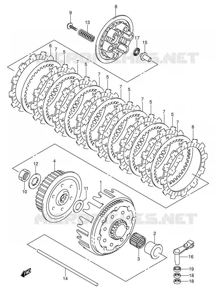 EMBRAYAGE (MODELE K3/K4/K5) Suzuki MOTO 250 RM 2004  RM250K4(E3/E28)